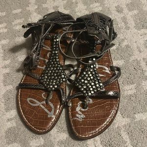 Sam Edelman size 9 gladiator gray studded sandals gently worn